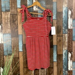 Isabel large red stripe tie sleeve maternity top